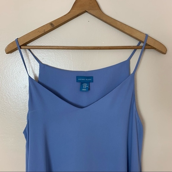 29. [Antibes Blanc] Blue Midi Shark Bite Hem Tent Trapeze Sleeveless Dress - Picture 2 of 10